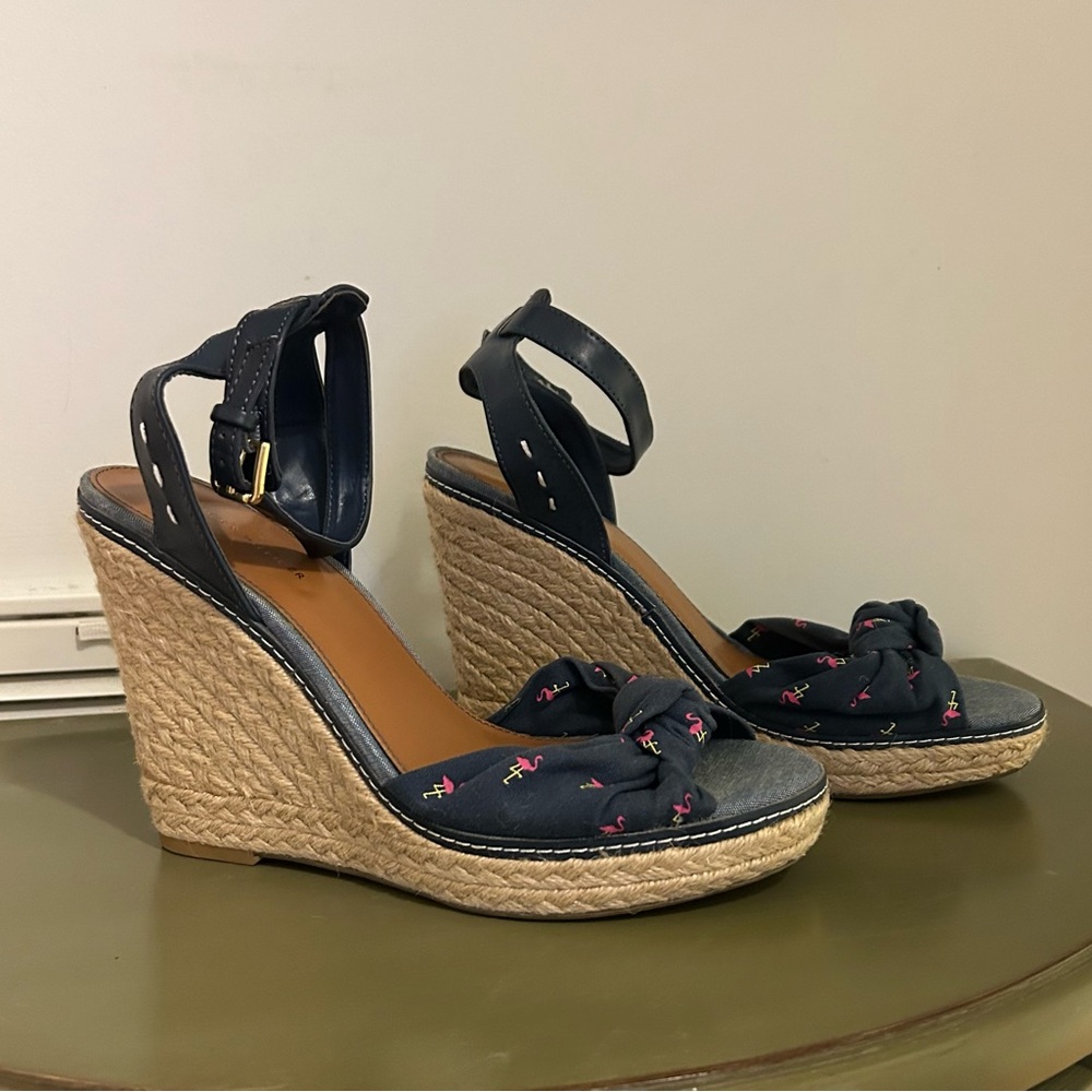 Navy Espadrille Wedge Sandals